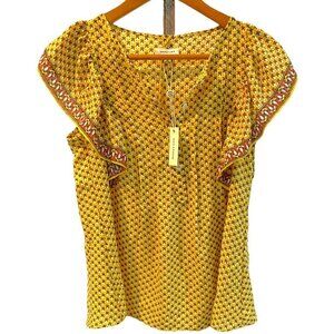 NWT | Max Studio Pintuck Flutter Sleeve Blouse | Size M
